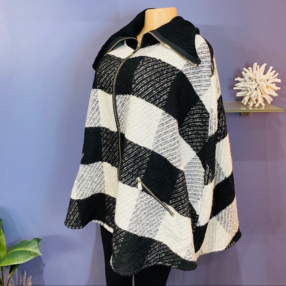 Ashley Stewart Plaid Cape Jacket Coat - Picture 3 of 7